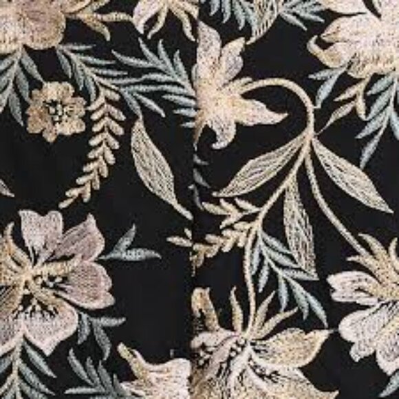 Maggy London Nissa embroidered black mesh gold halter dress gown size 10 - Picture 9 of 9